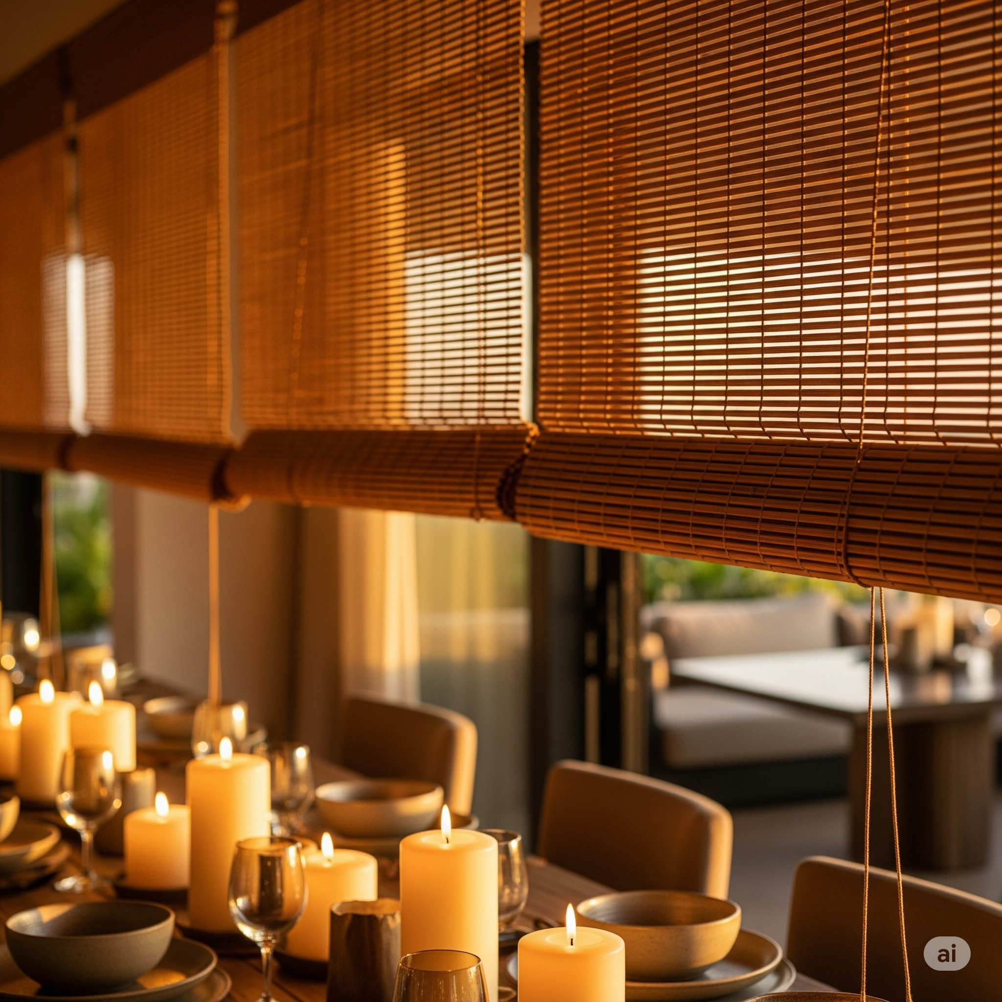 Textured bamboo blinds with unique weaves